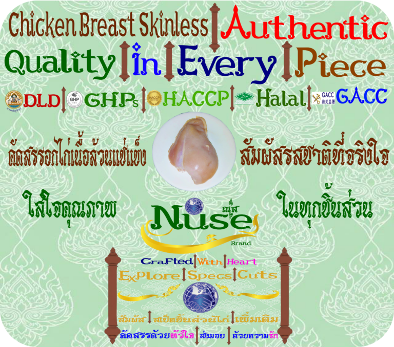 Nuse ฺBrand | Chicken Breast Skinless | Fillet | Lean | Standard | Export | ณุส แบรนด์ | อกไก่เนื้อล้วน แช่แข็ง | มาตรฐานส่งออก